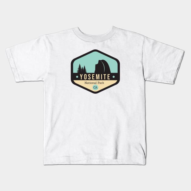 Yosemite National Park Badge Kids T-Shirt by CloudWalkerDesigns